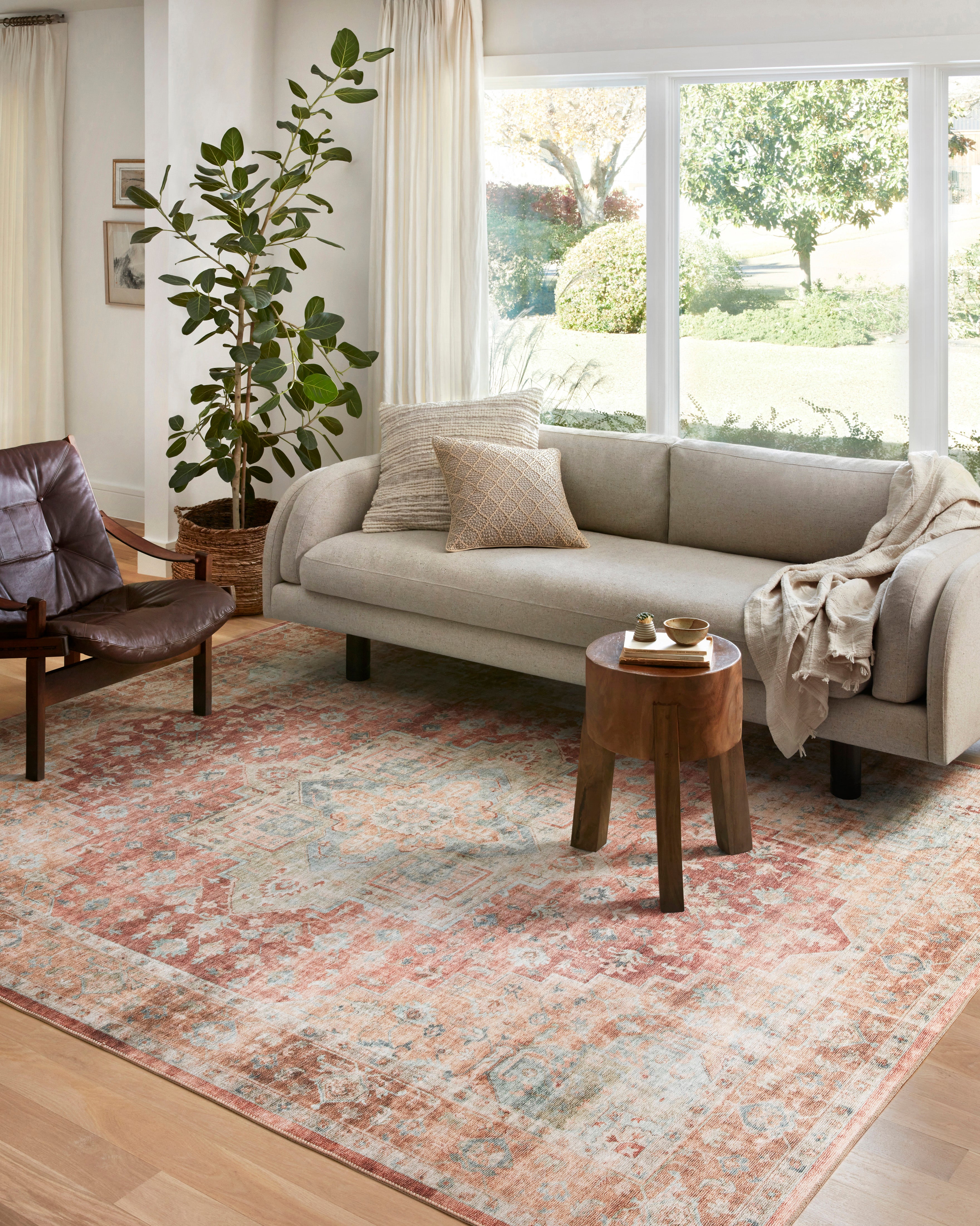 Loloi Heidi Terracotta / Aqua Rug 1-RUGS-patterned Loloi