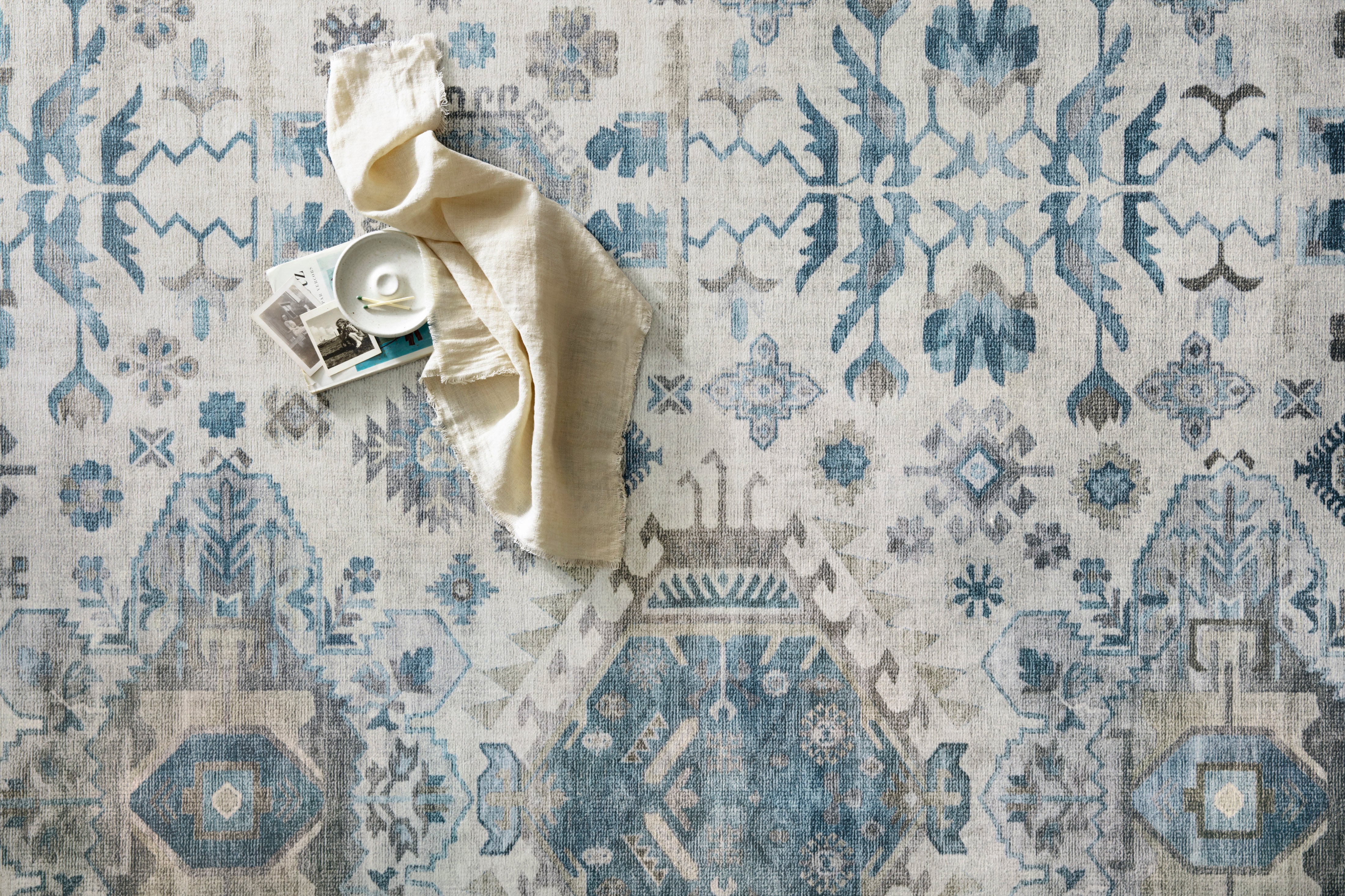 Loloi Heidi Ivory / Ocean Rug 1-RUGS-patterned Loloi