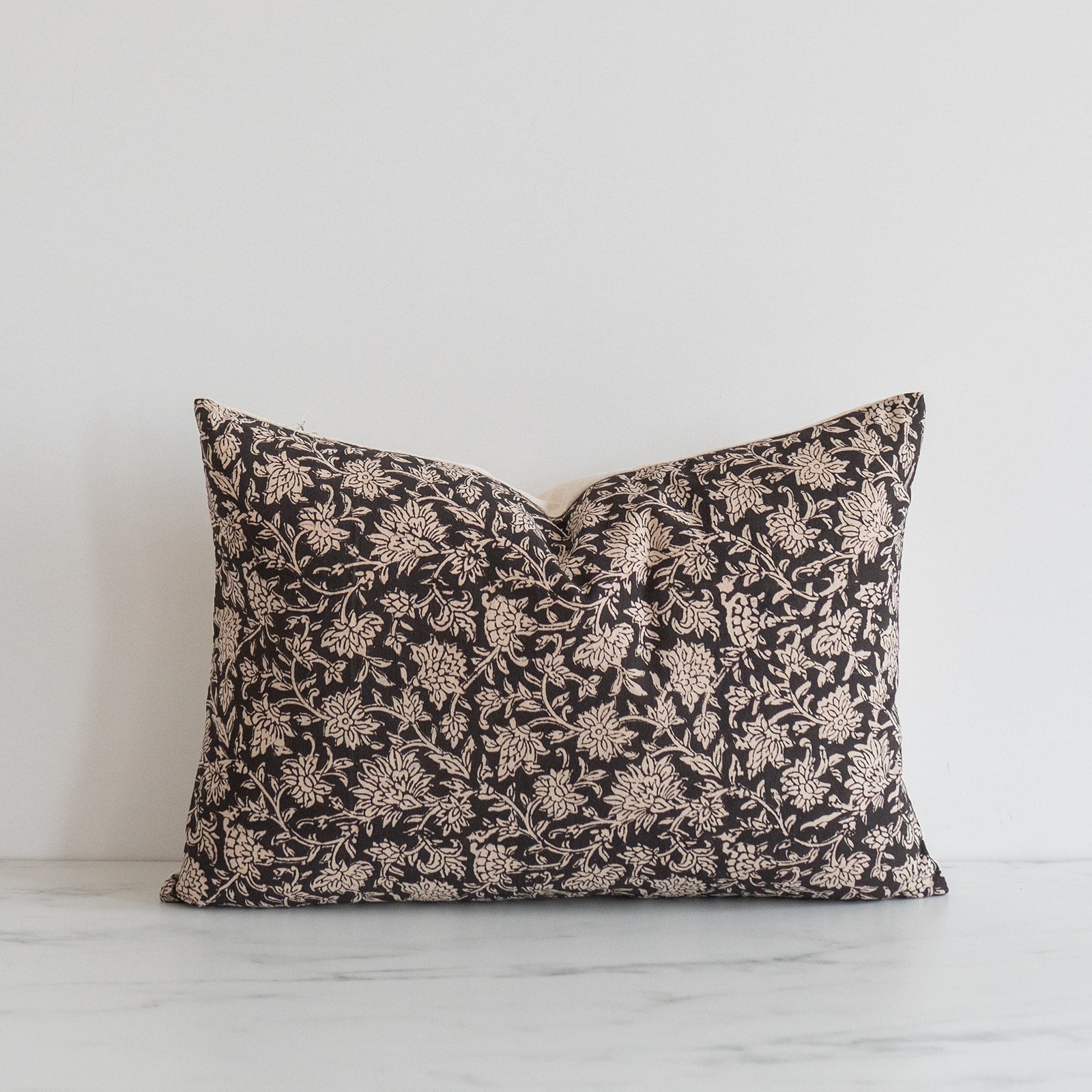 Mica Floral Pillow Cover 00-1 - PILLOWS - block print - neutral Rug & Weave Pillows 14" x 20"