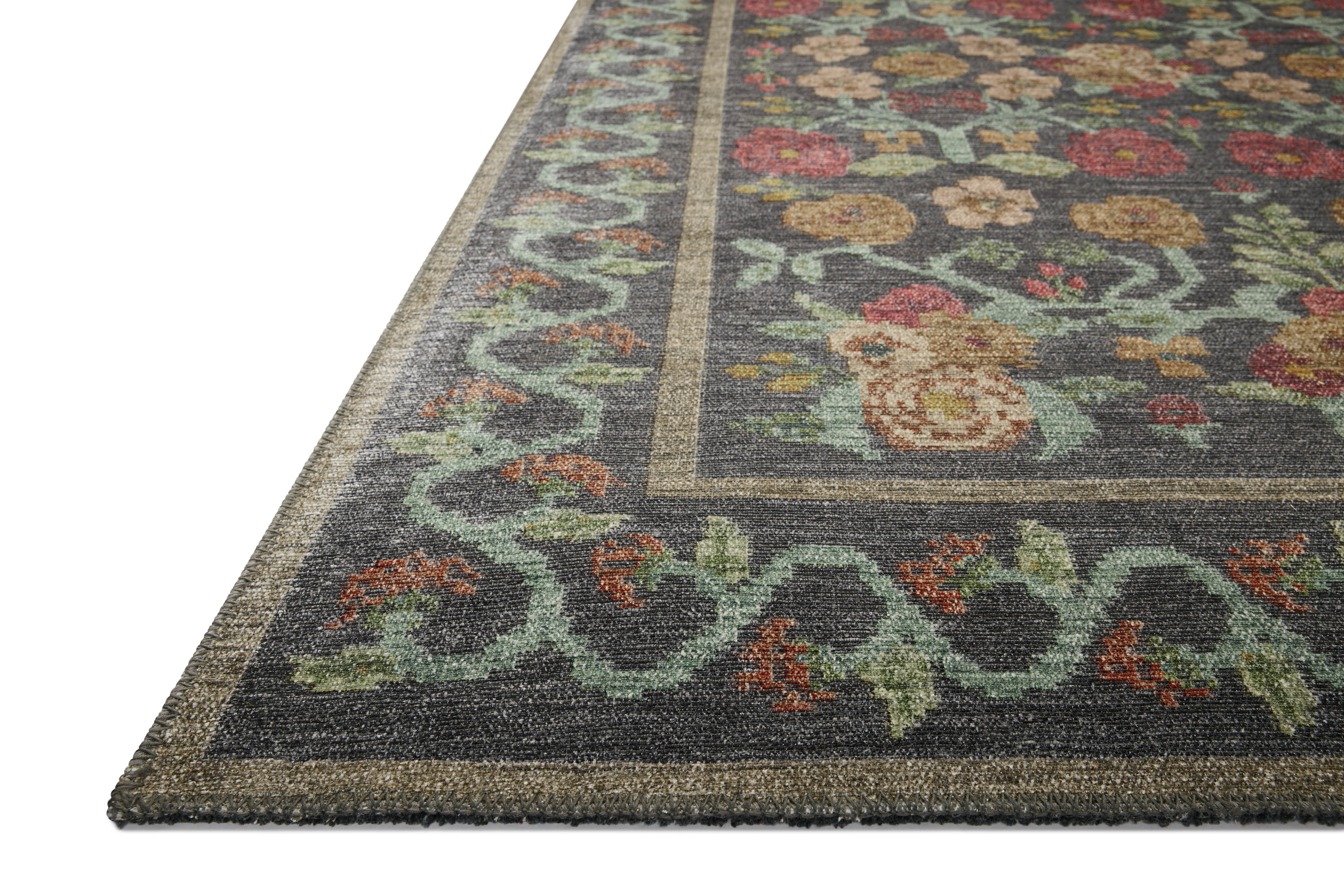 Rifle Paper Co. x Loloi Rosa Black Rug 0-RUGS-patterned Loloi