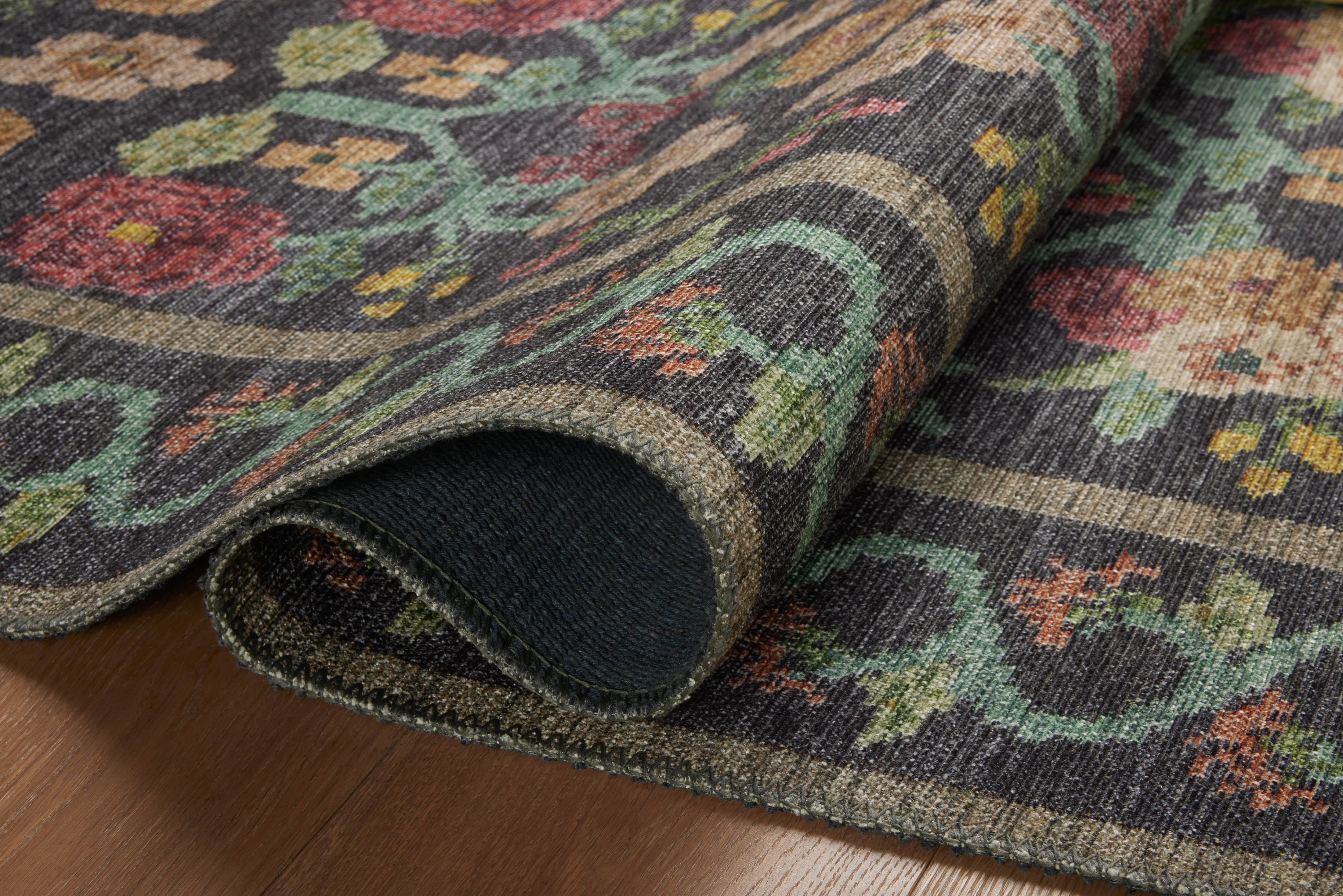 Rifle Paper Co. x Loloi Rosa Black Rug 0-RUGS-patterned Loloi