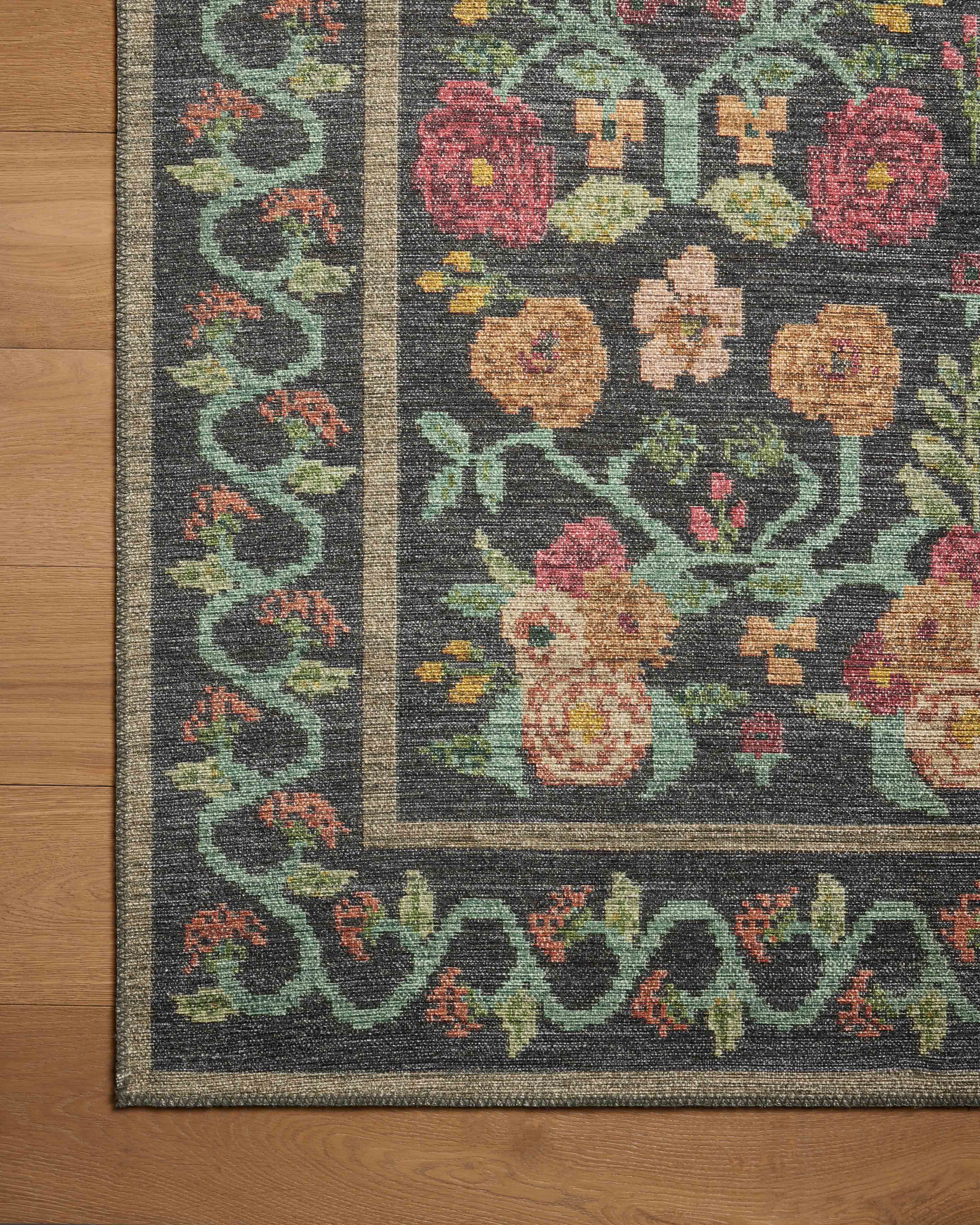 Rifle Paper Co. x Loloi Rosa Black Rug 0-RUGS-patterned Loloi
