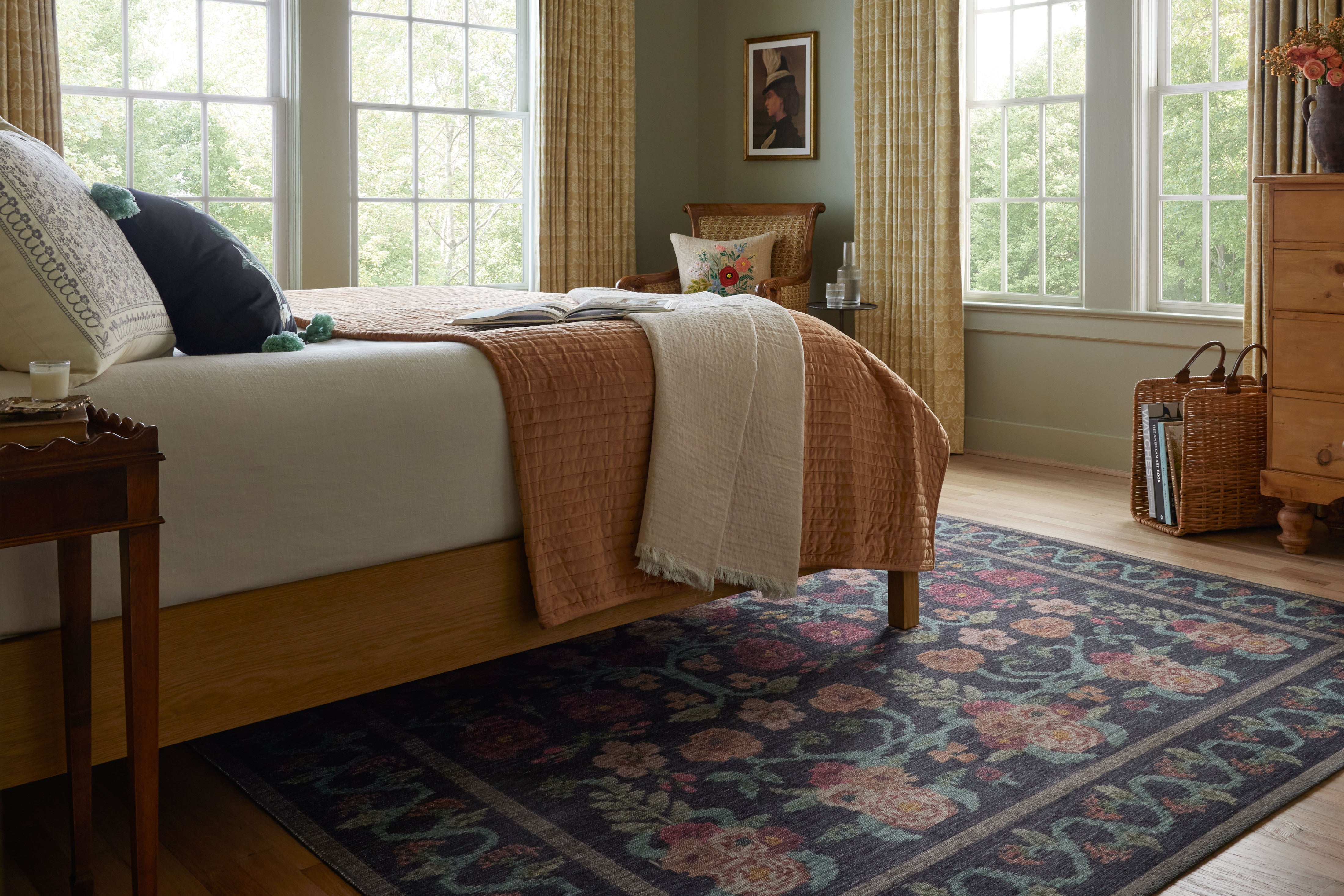 Rifle Paper Co. x Loloi Rosa Black Rug 0-RUGS-patterned Loloi