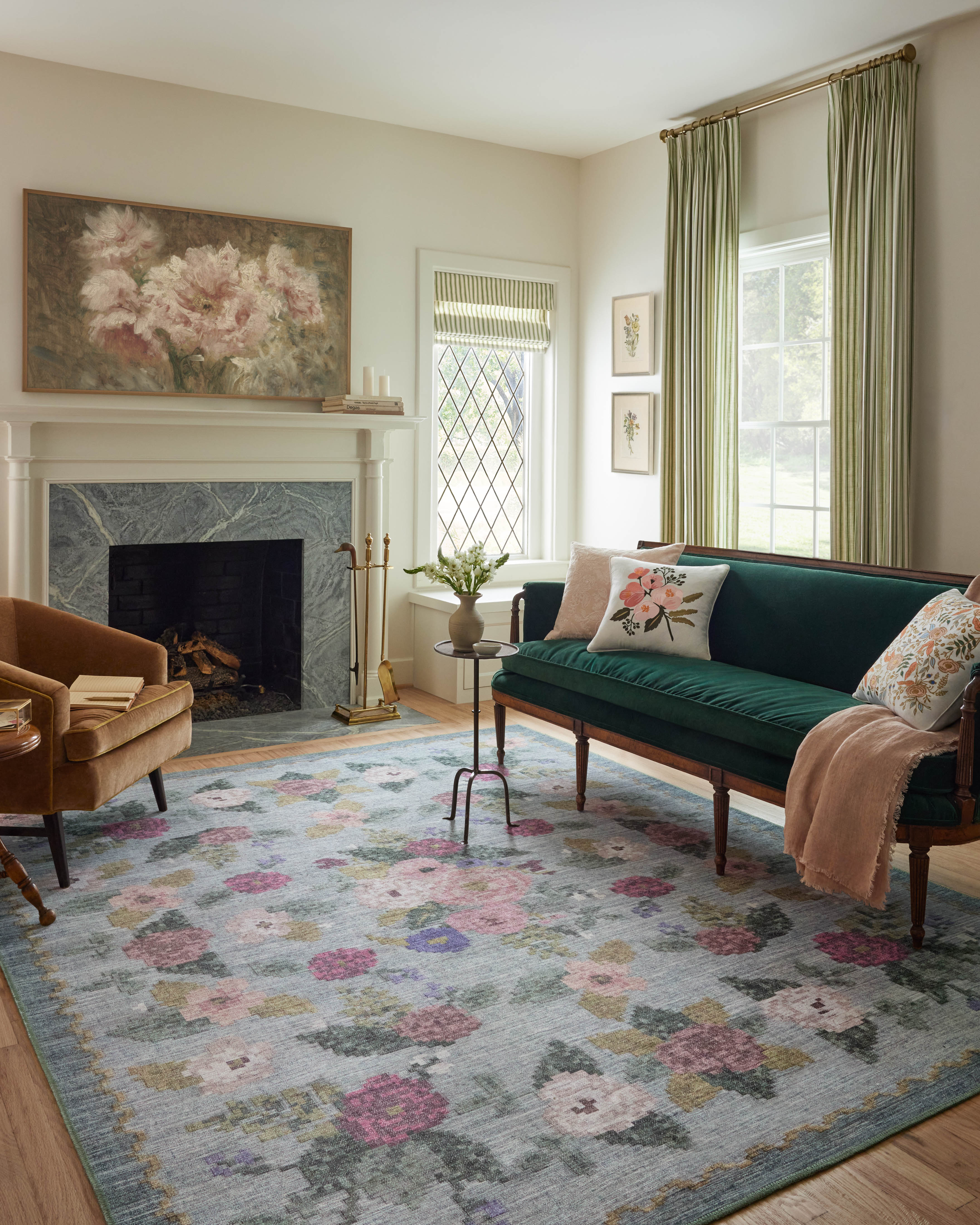 Rifle Paper Co. x Loloi Rosa Antique Rose Sky Rug 0-RUGS-patterned Loloi