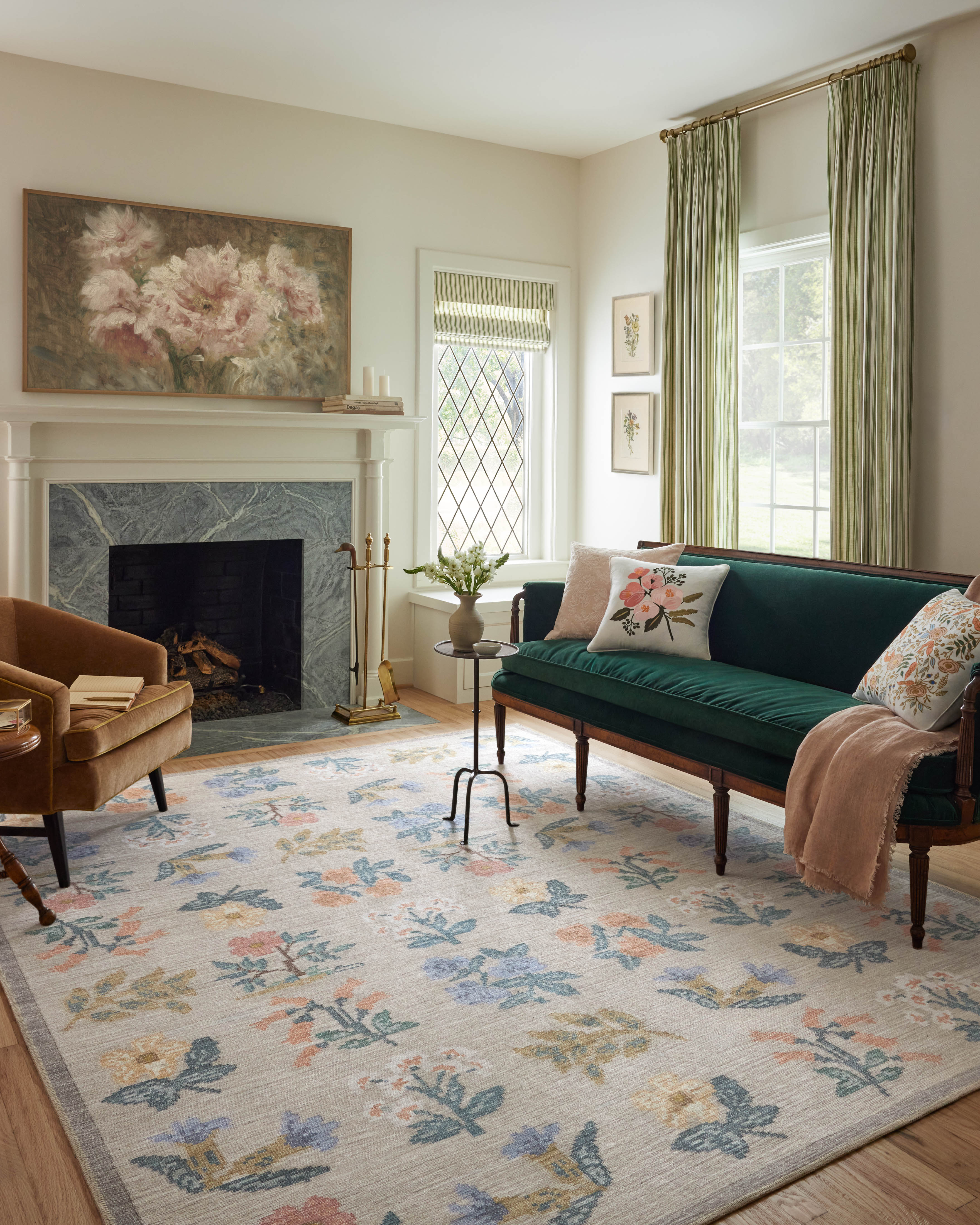 Rifle Paper Co. x Loloi Rosa Hawthorne Cream Rug 0-RUGS-patterned Loloi