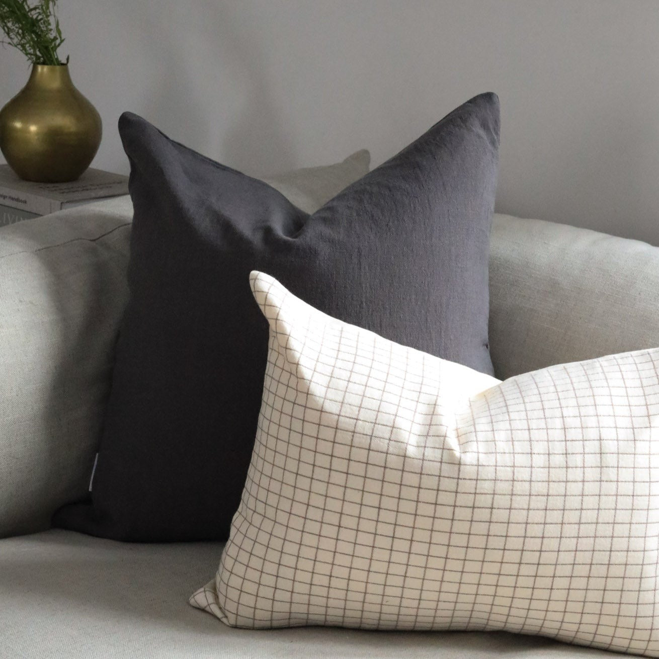 Charcoal Linen Pillow Cover 1 - PILLOWS - linen - neutral Rug & Weave Pillows