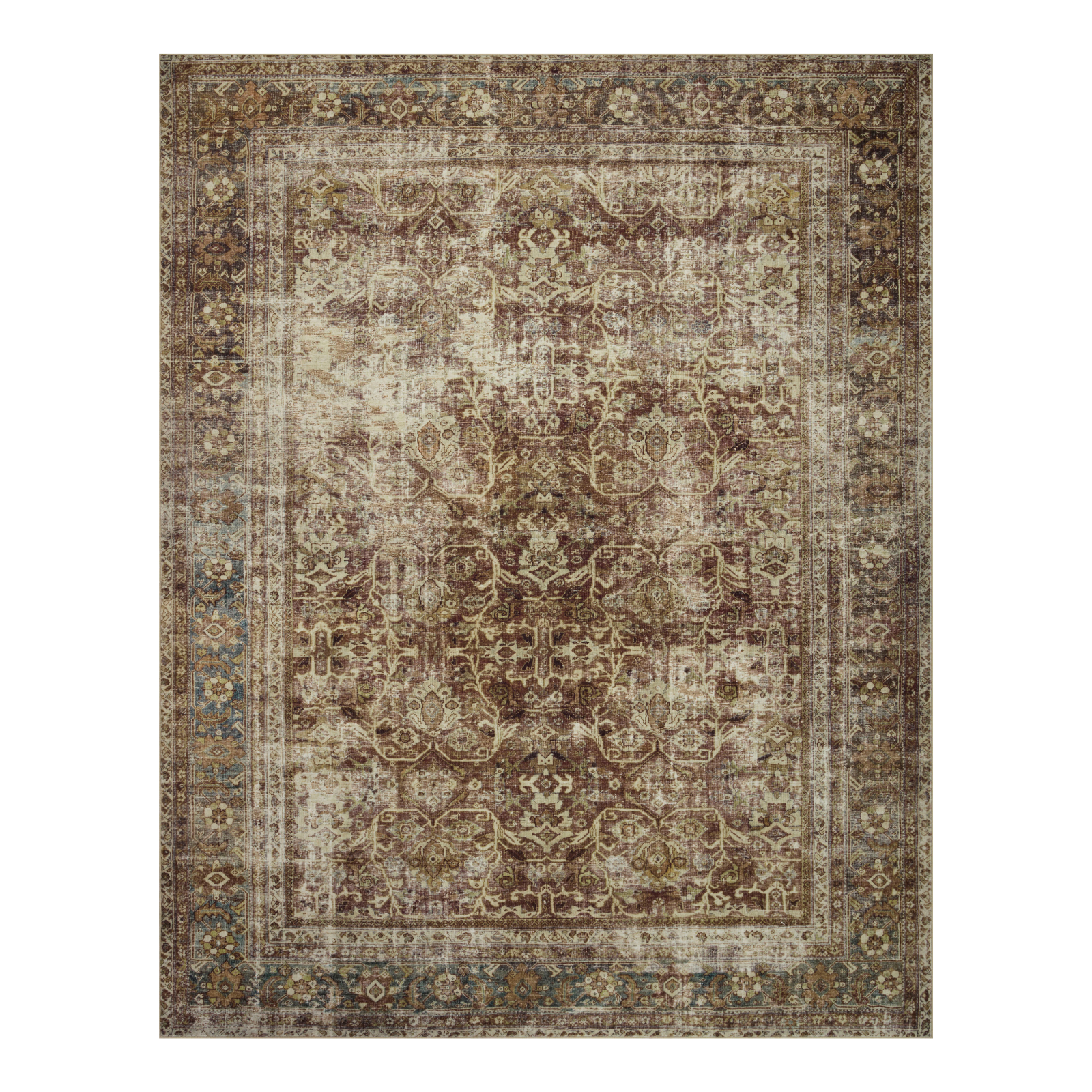 Magnolia Home by Joanna Gaines x Loloi Sinclair Rust / Lagoon Rug 0-RUGS-patterned Loloi