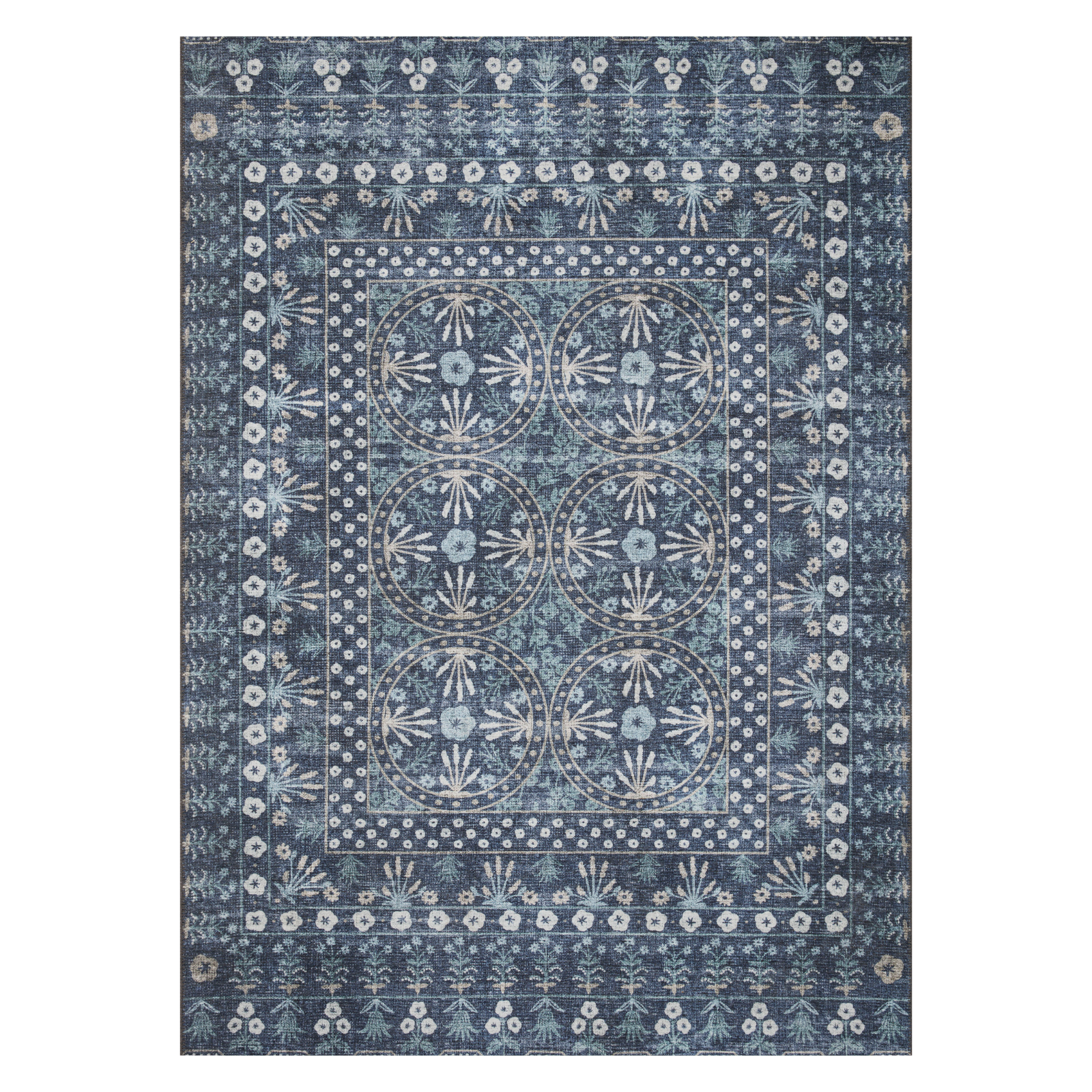 Rifle Paper Co. x Loloi Maison Rosette Blue Rug 1-patterned rugs Loloi