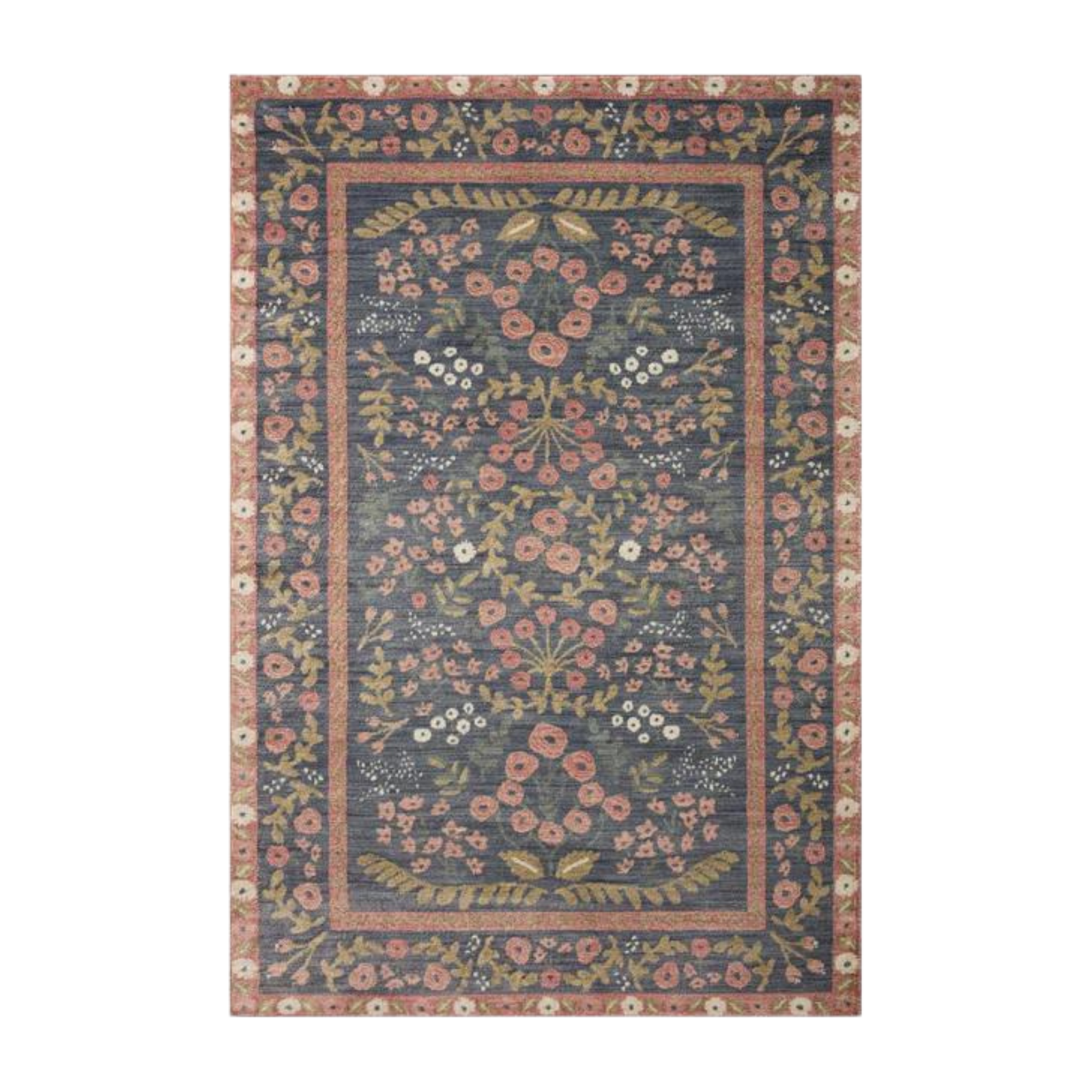 Rifle Paper Co. X Loloi/ Fiore Navy/ Rust Rug 3 - RUGS - patterned Loloi