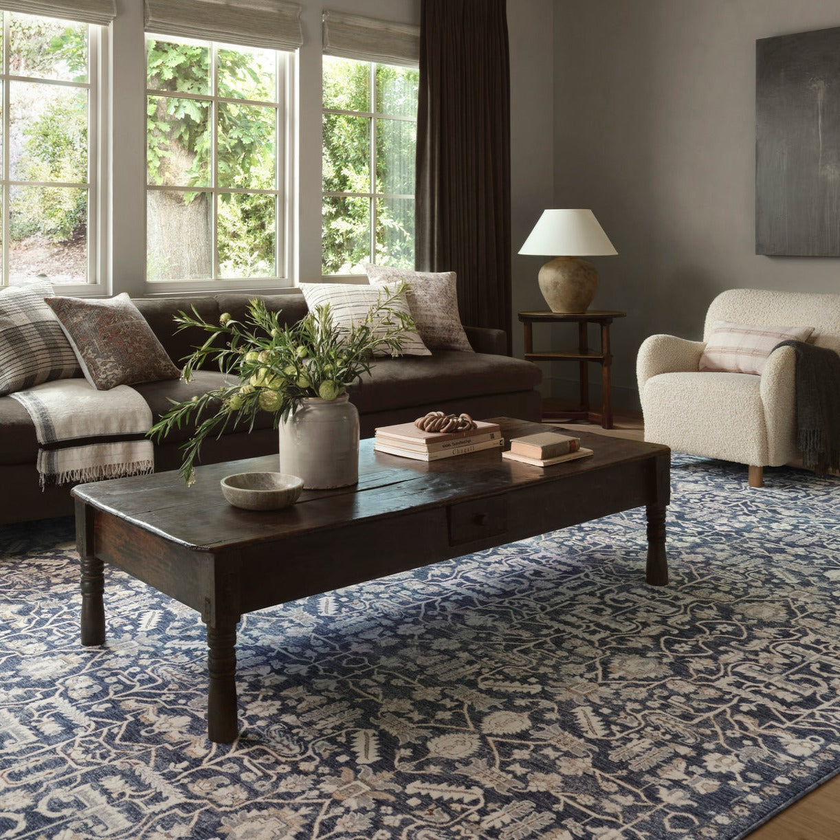 Amber Lewis x Loloi Zuma Blue / Ivory Rug 2-RUGS - patterned Loloi