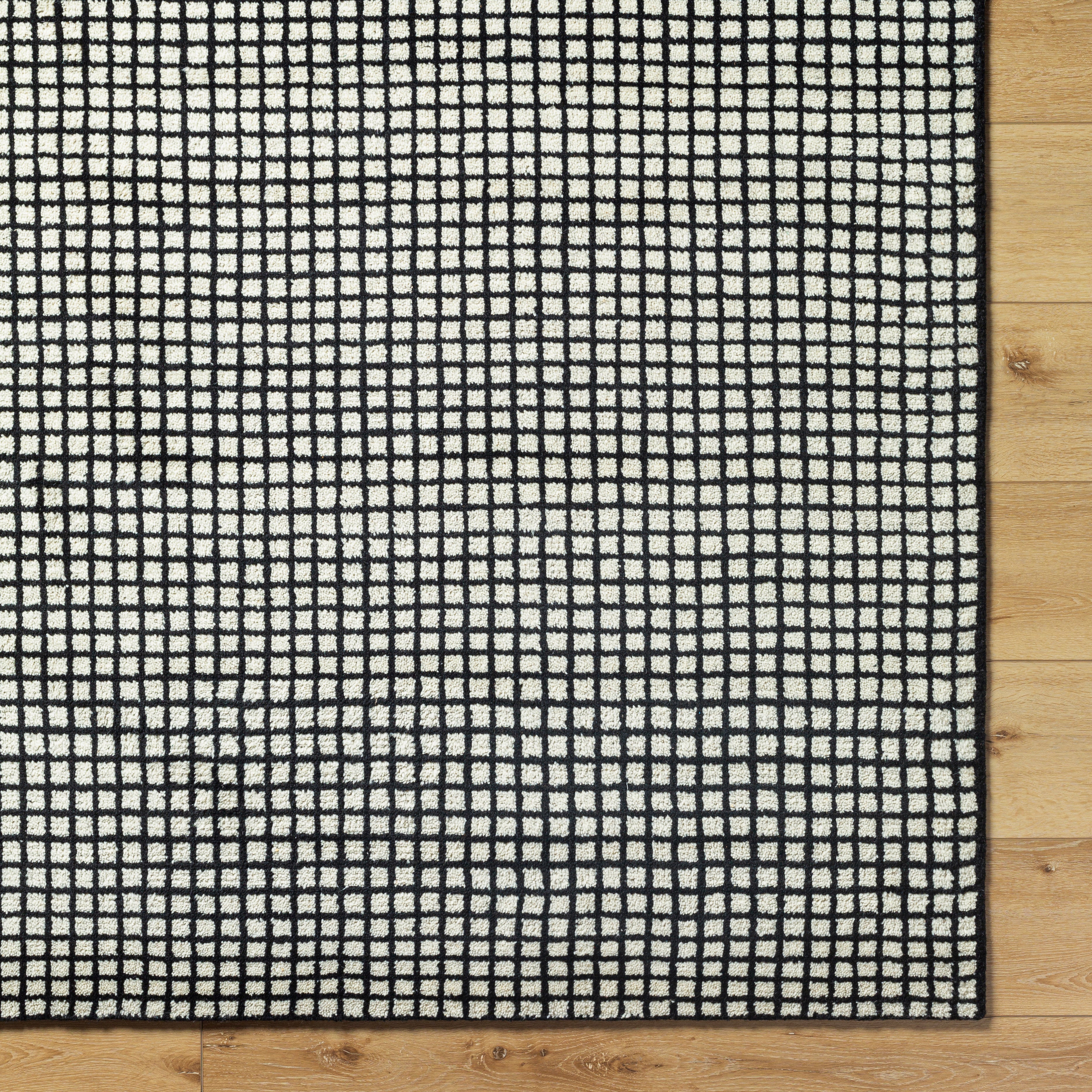 Damian Black Grid Rug 0-RUGS - wool Surya