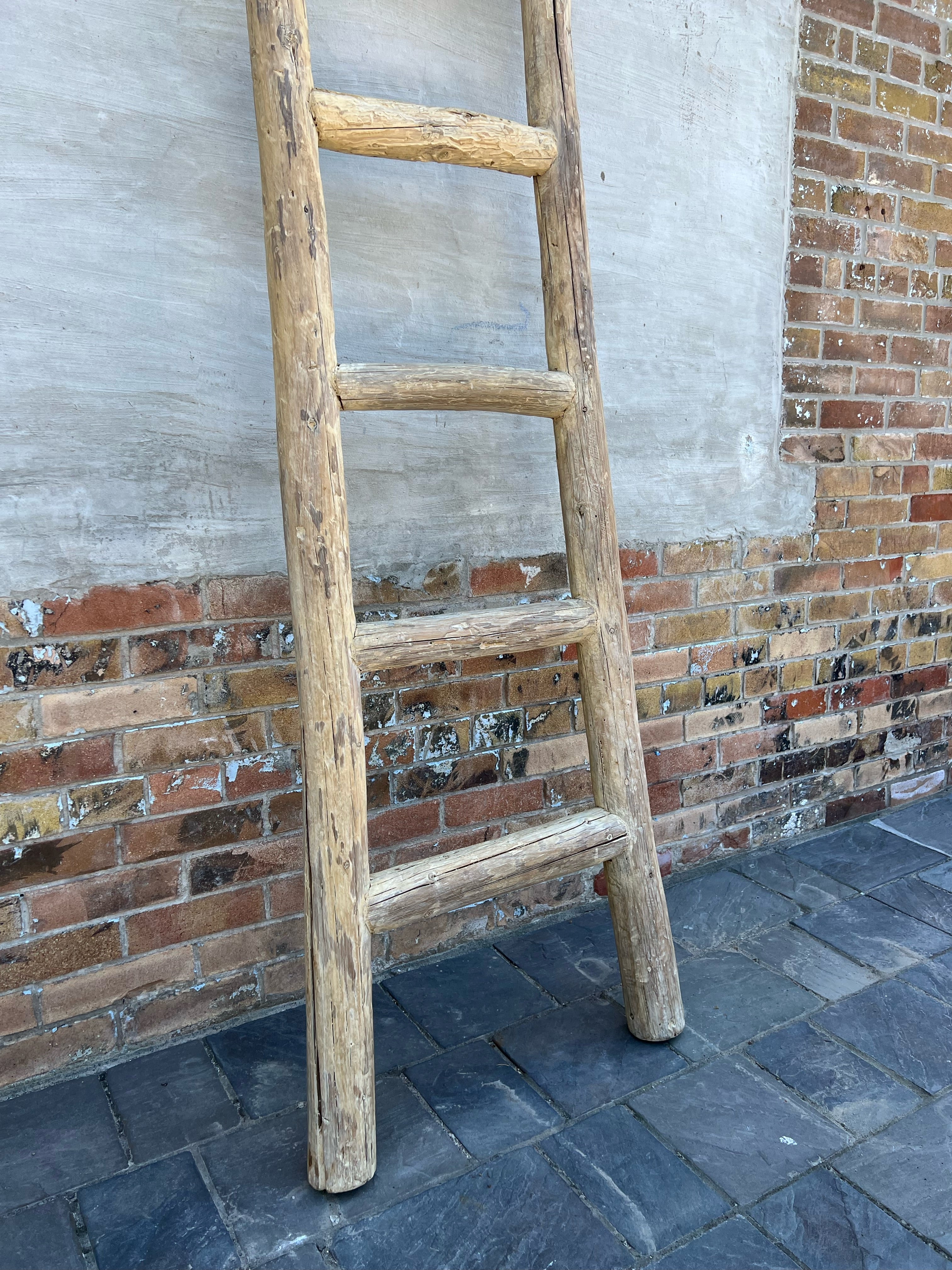 Reclaimed Elm Wood Ladder 5-VINTAGE - ladder Hauer Market