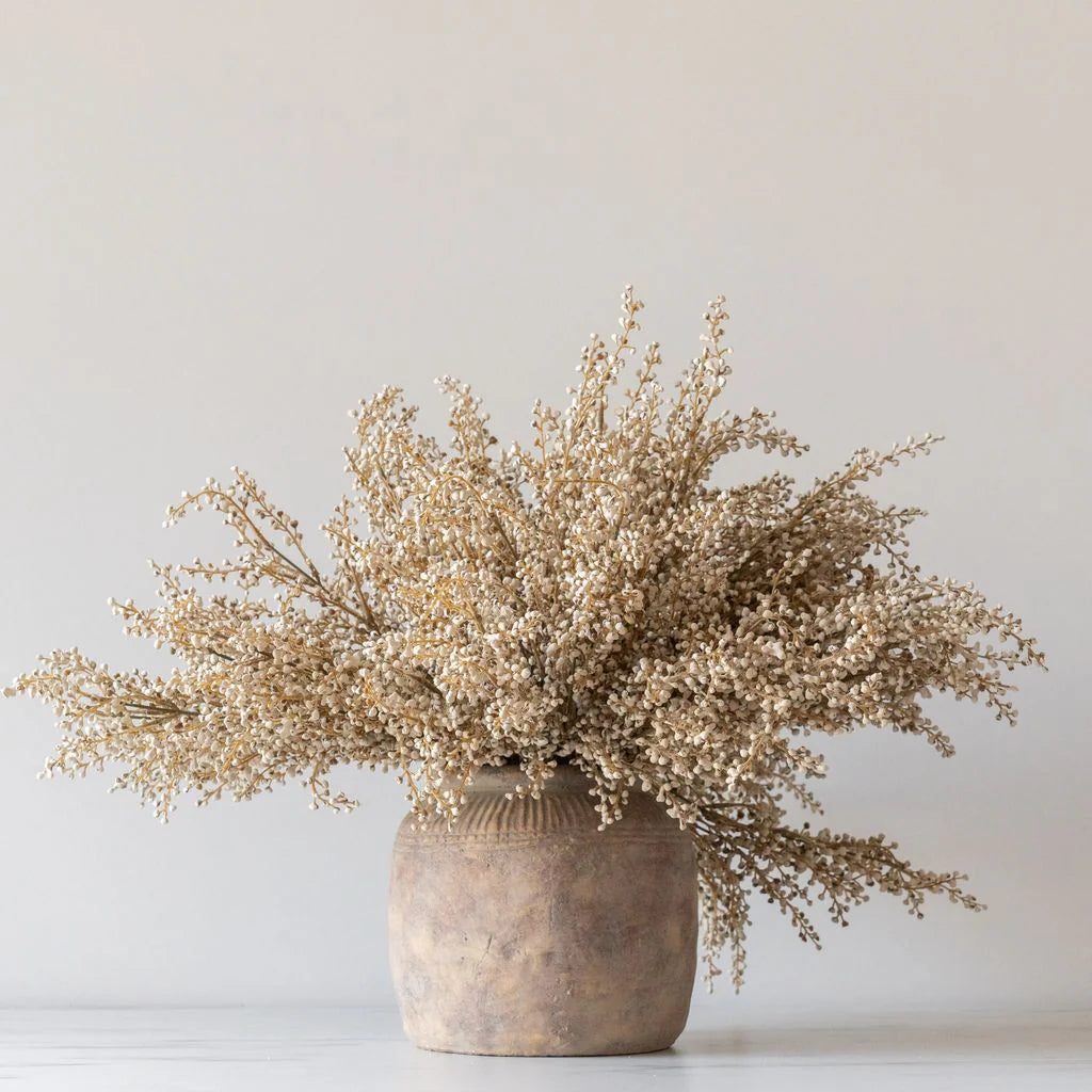 faux florals in kitchen pantry shelf styling