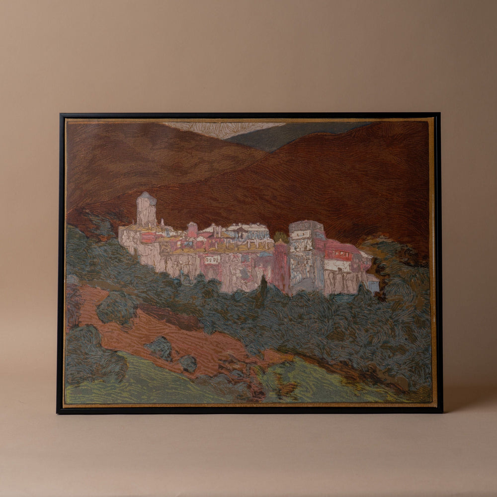 Monastery Landscape Framed Canvas ARTWORK - framed print Morel (Faire)