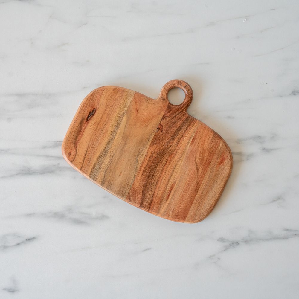 Acacia Wood Rectangle Serving Board with Handle - Rug & Weave