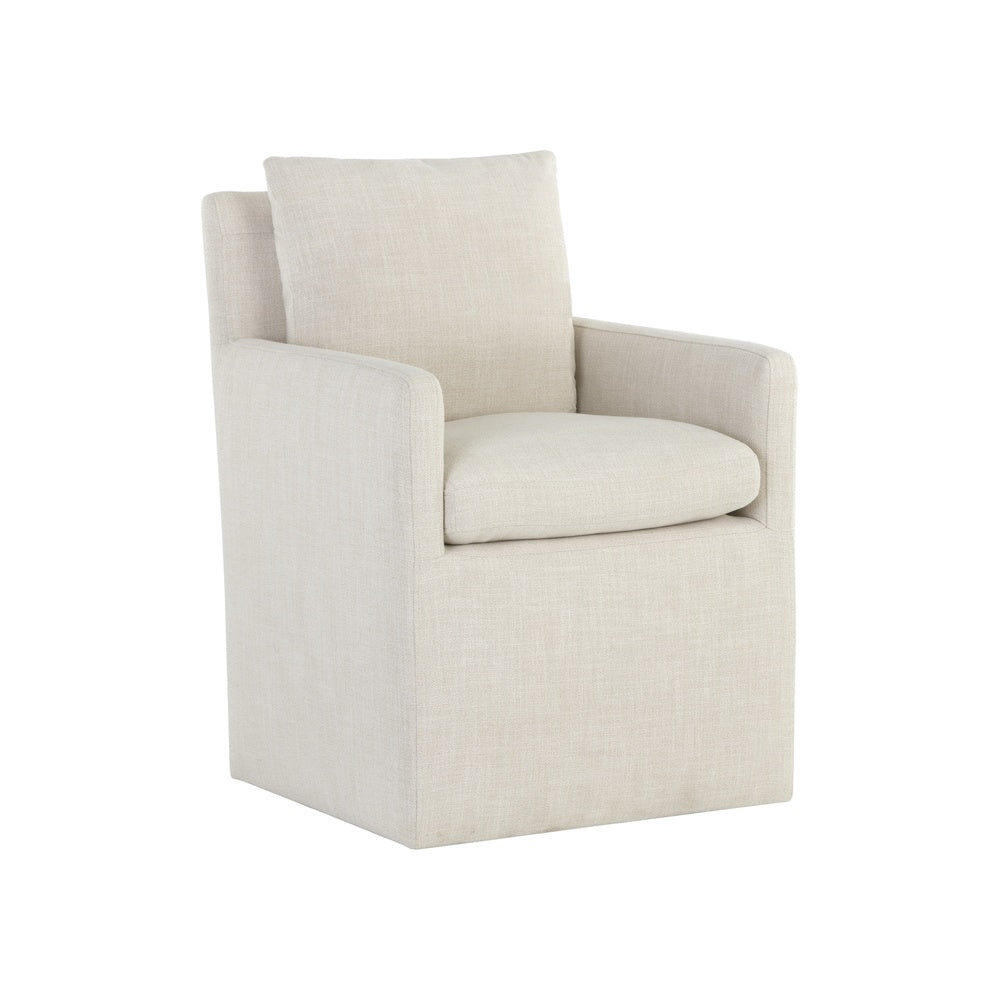 Glenris Wheeled Dining Armchair, Effie Linen