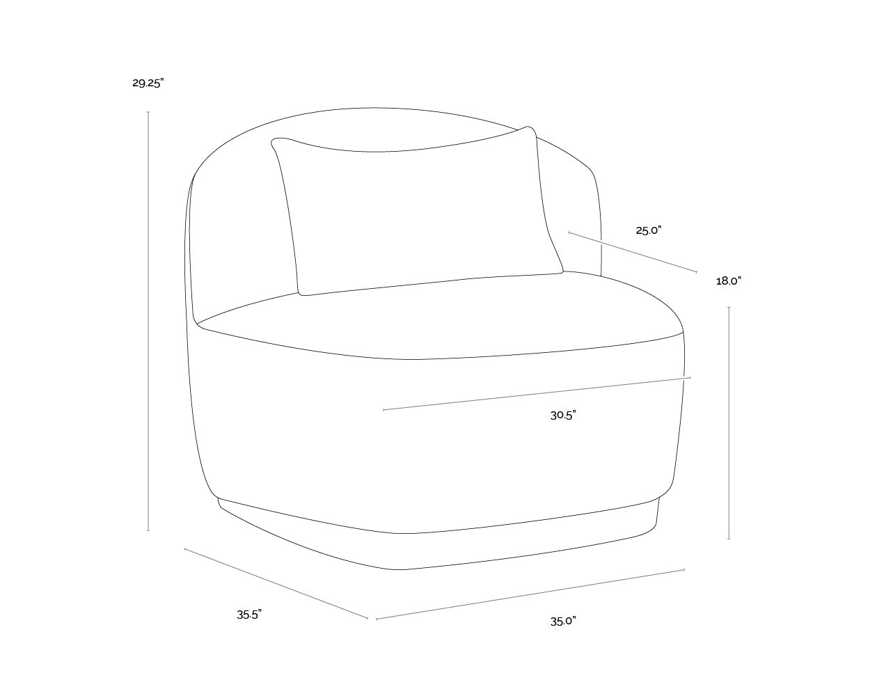 Soray Swivel Armless Chair FURNITURE - lounge chair Sunpan
