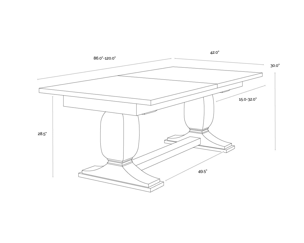Rhaenor Extension Dining Table FURNITURE - dining table Sunpan