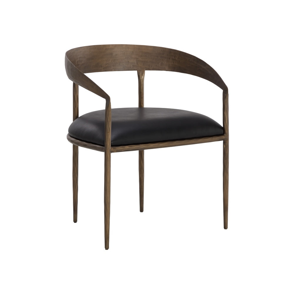 Zanora Dining Armchair FURNITURE - dining chair Sunpan Charcoal Black Leather