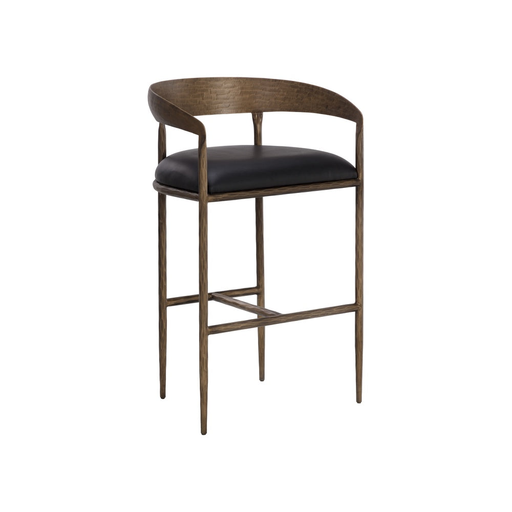 Zanora Barstool FURNITURE - barstool Sunpan Charcoal Black Leather