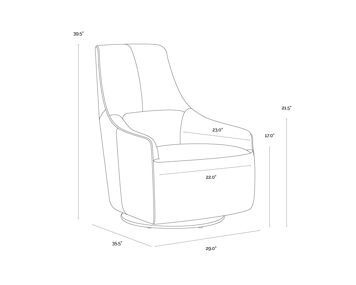 Carmyne Swivel Lounge Chair FURNITURE - lounge chair Sunpan