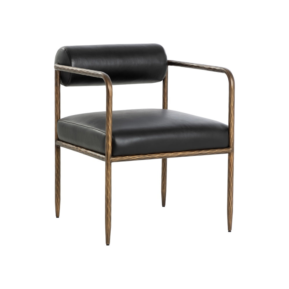 Alani Dining Armchair, Charcoal Black Leather