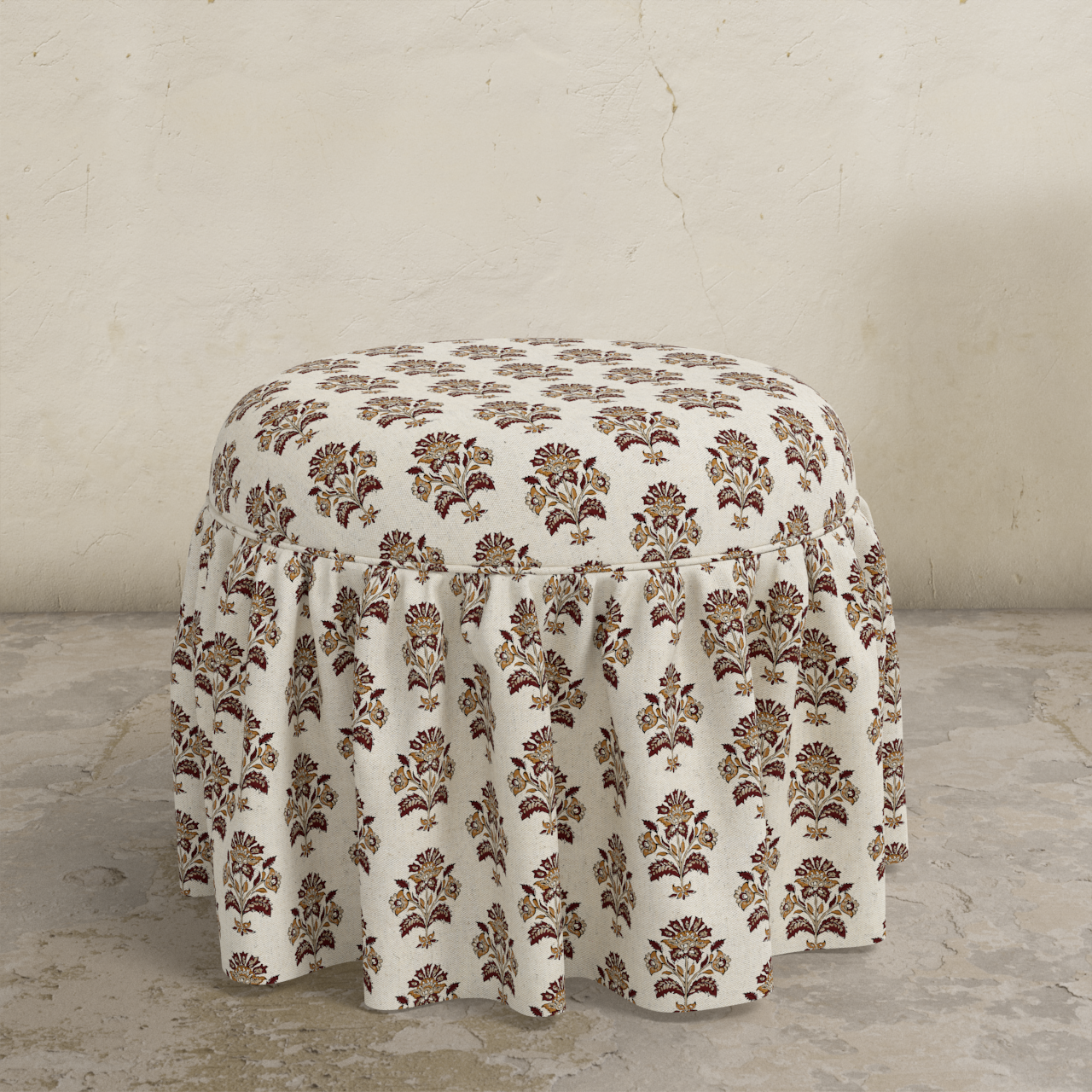 Buttercup Ruffle Ottoman FURNITURE - ottomans Skyline Furniture Koh Block Caramel