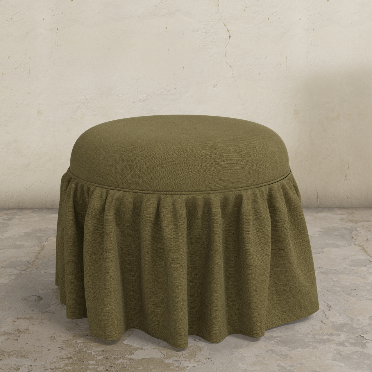 Buttercup Ruffle Ottoman FURNITURE - ottomans Skyline Furniture Classic Linen Olive