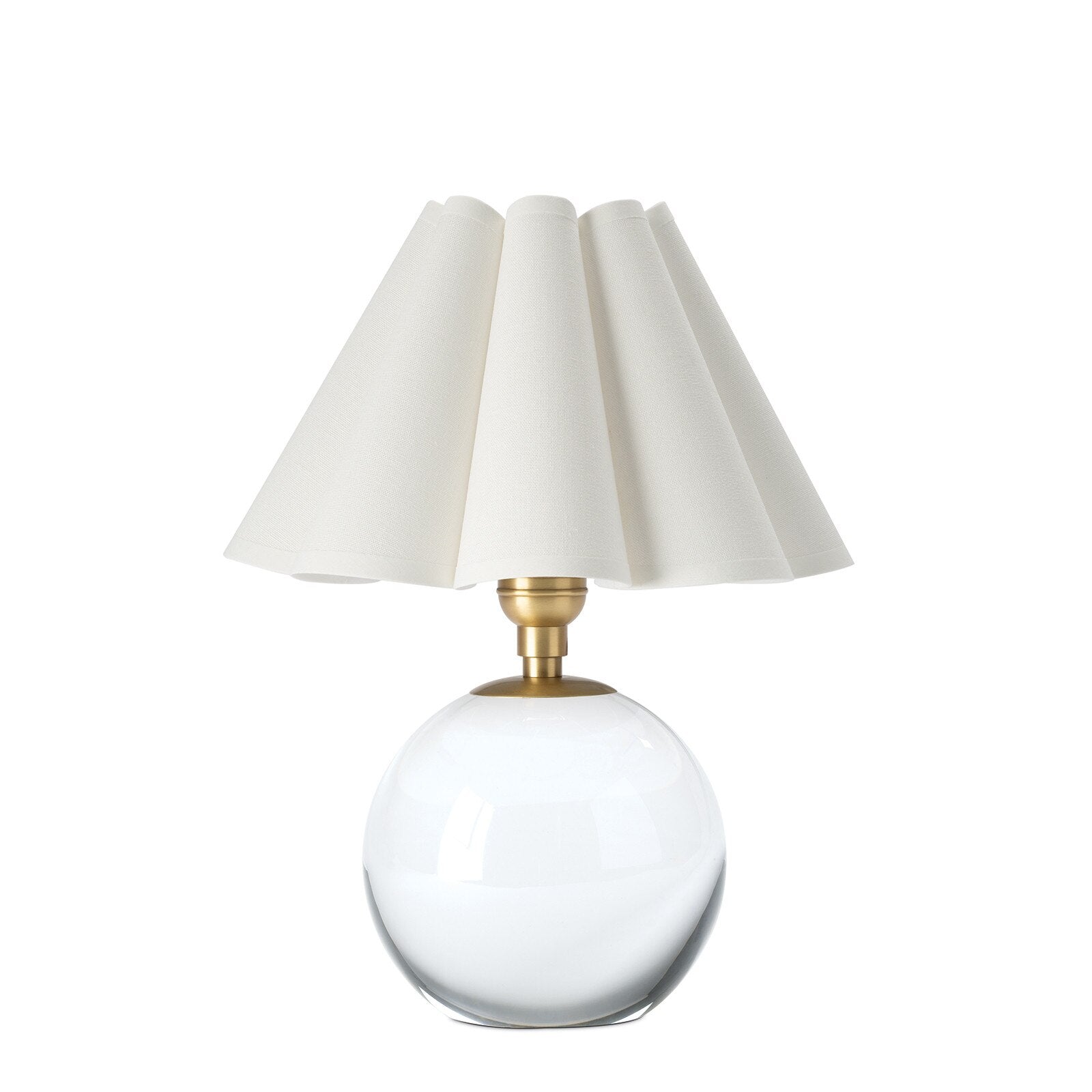 Giorgio Crystal Mini Lamp, Natural Brass White Scalloped Shade