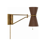 Gable Swing Arm Sconce LIGHTING - wall sconces Regina Andrew Antique Natural Brass with Russet Shade