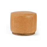 Sinclair Round Ottoman FURNITURE - ottoman Four Hands Palermo Butterscotch