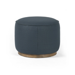 Sinclair Round Ottoman FURNITURE - ottoman Four Hands Fresno Cobalt