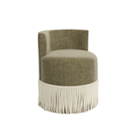 Clover Fringe Vanity Chair FURNITURE - accent chair Skyline Furniture Distressed Velvet Loden Ivory