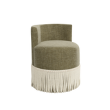 Clover Fringe Vanity Chair FURNITURE - accent chair Skyline Furniture Distressed Velvet Loden Ivory