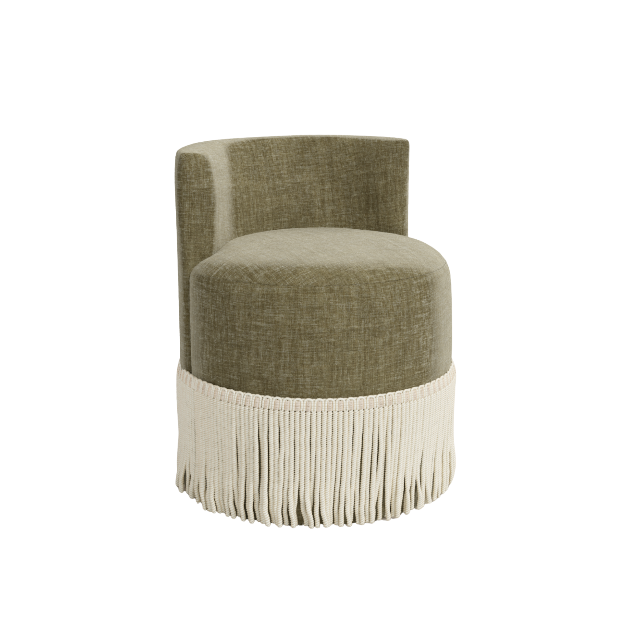 Clover Fringe Vanity Chair FURNITURE - accent chair Skyline Furniture Distressed Velvet Loden Ivory