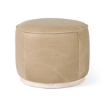 Sinclair Round Ottoman FURNITURE - ottoman Four Hands Harness Burlap