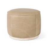 Sinclair Round Ottoman FURNITURE - ottoman Four Hands Harness Burlap