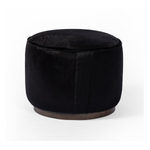 Sinclair Round Ottoman FURNITURE - ottoman Four Hands Dark Hair on Hide