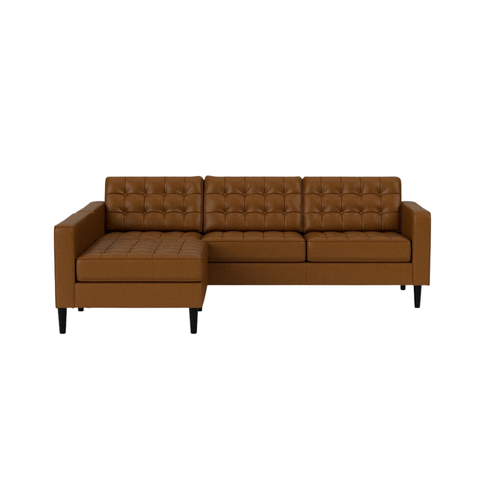EQ3 Reverie 92" Two-Piece Sectional Sofa With Extended Seat - Classic Sahara Leather