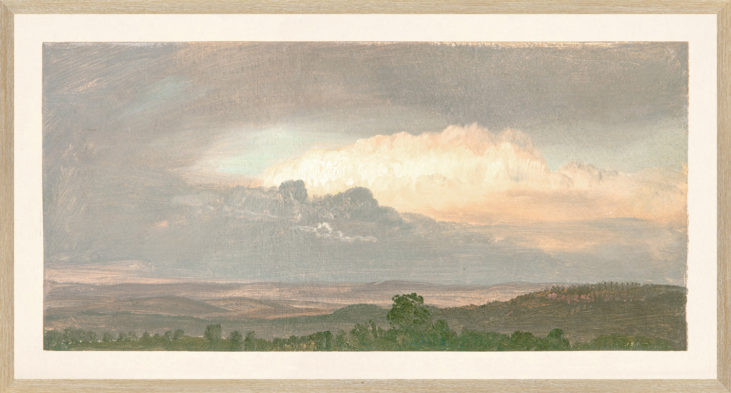 "Hudson River School - Clouds Over the Hills 1865" Framed Art Print ARTWORK - framed print Celadon Art Large Glass Framed Light Wood