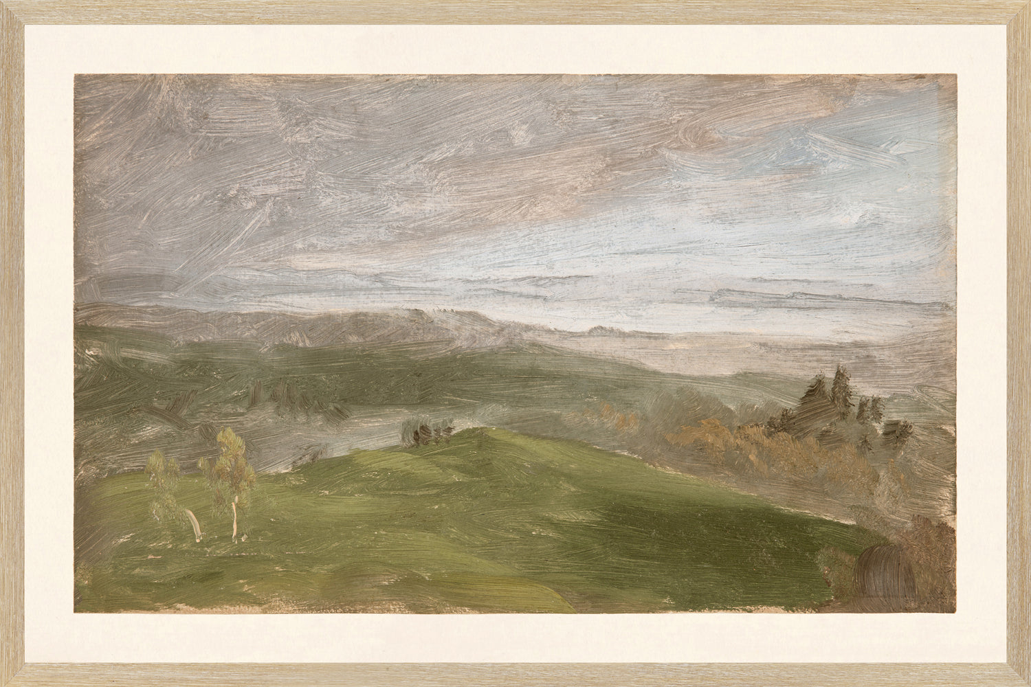 "Hudson River School - Hudson Valley Summer View 1870" Framed Art Print ARTWORK - framed print Celadon Art Large Glass Framed Light Wood