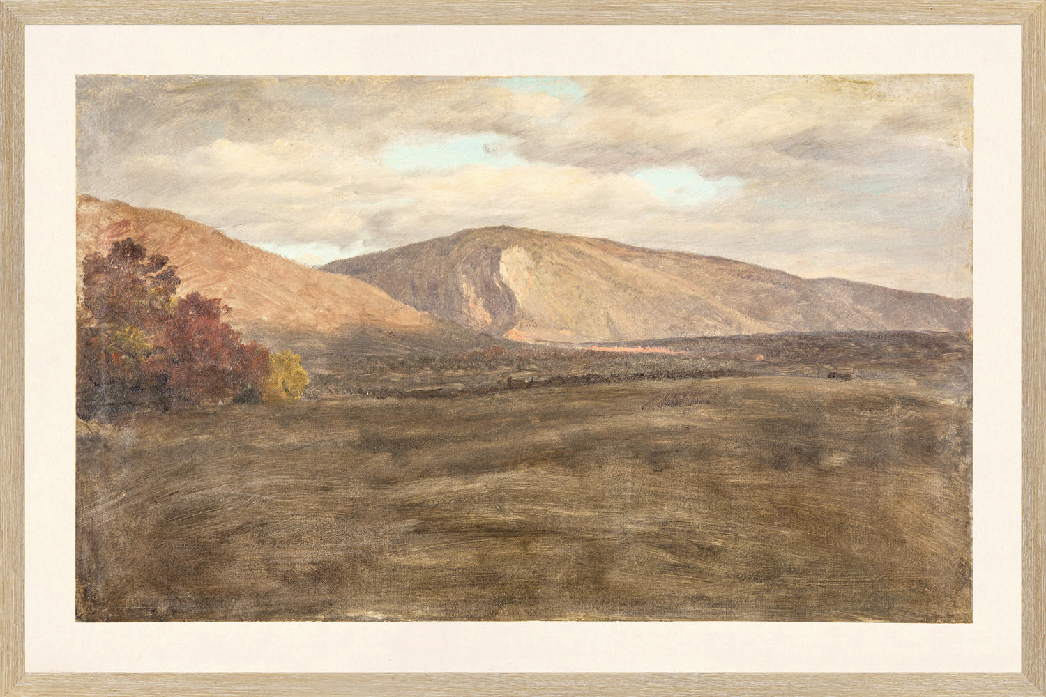 "Hudson River School - Mount Katahdin 1870" Framed Art Print ARTWORK - framed print Celadon Art Large Glass Framed Light Wood