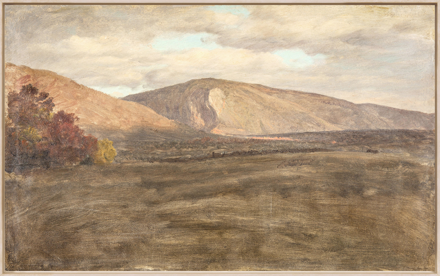 "Hudson River School - Mount Katahdin 1870" Framed Art Print ARTWORK - framed print Celadon Art Large Framed Canvas Light Wood