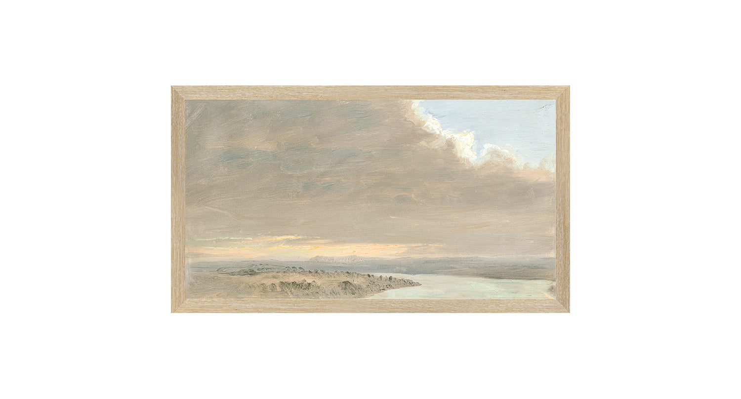 "Hudson River School - Hudson Valley Sunset 1870" Framed Art Print ARTWORK - framed print Celadon Art Small Canvas On Board Light Wood