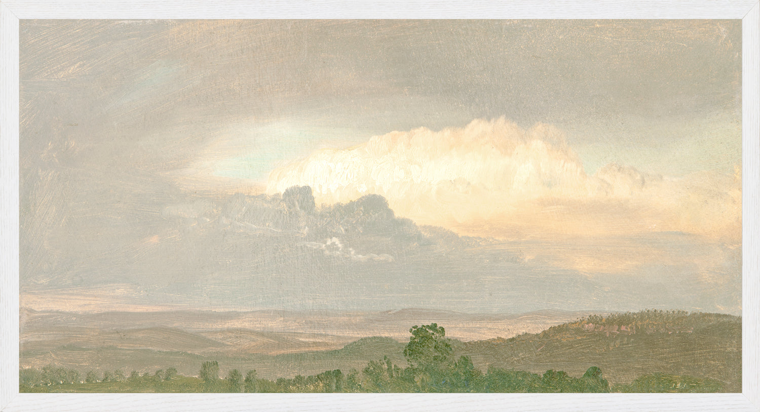 "Hudson River School - Clouds Over the Hills 1865" Framed Art Print ARTWORK - framed print Celadon Art Large Canvas On Board White