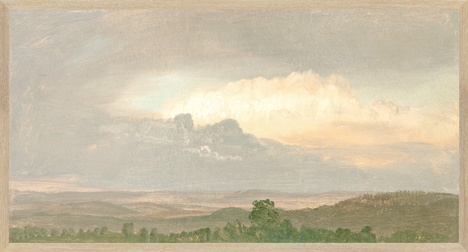 "Hudson River School - Clouds Over the Hills 1865" Framed Art Print ARTWORK - framed print Celadon Art Large Canvas On Board Light Wood