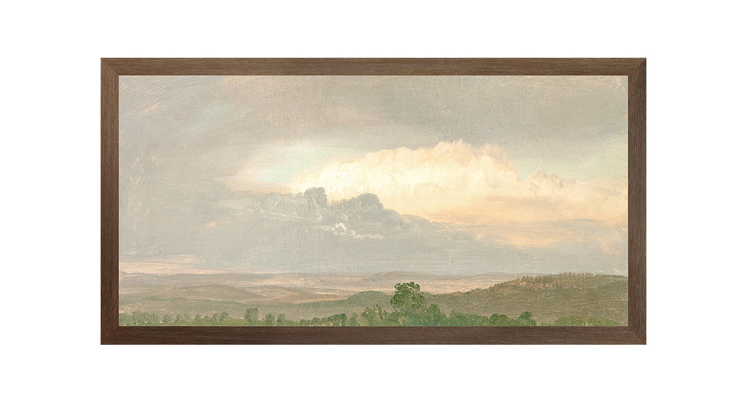 "Hudson River School - Clouds Over the Hills 1865" Framed Art Print ARTWORK - framed print Celadon Art Medium Canvas On Board Dark Wood