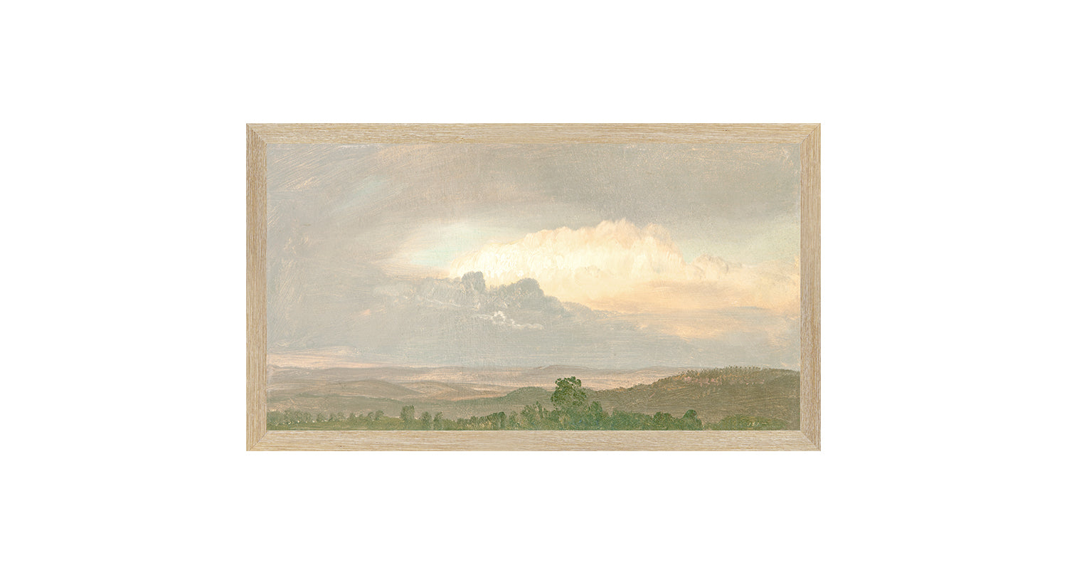 "Hudson River School - Clouds Over the Hills 1865" Framed Art Print ARTWORK - framed print Celadon Art Small Canvas On Board Light Wood