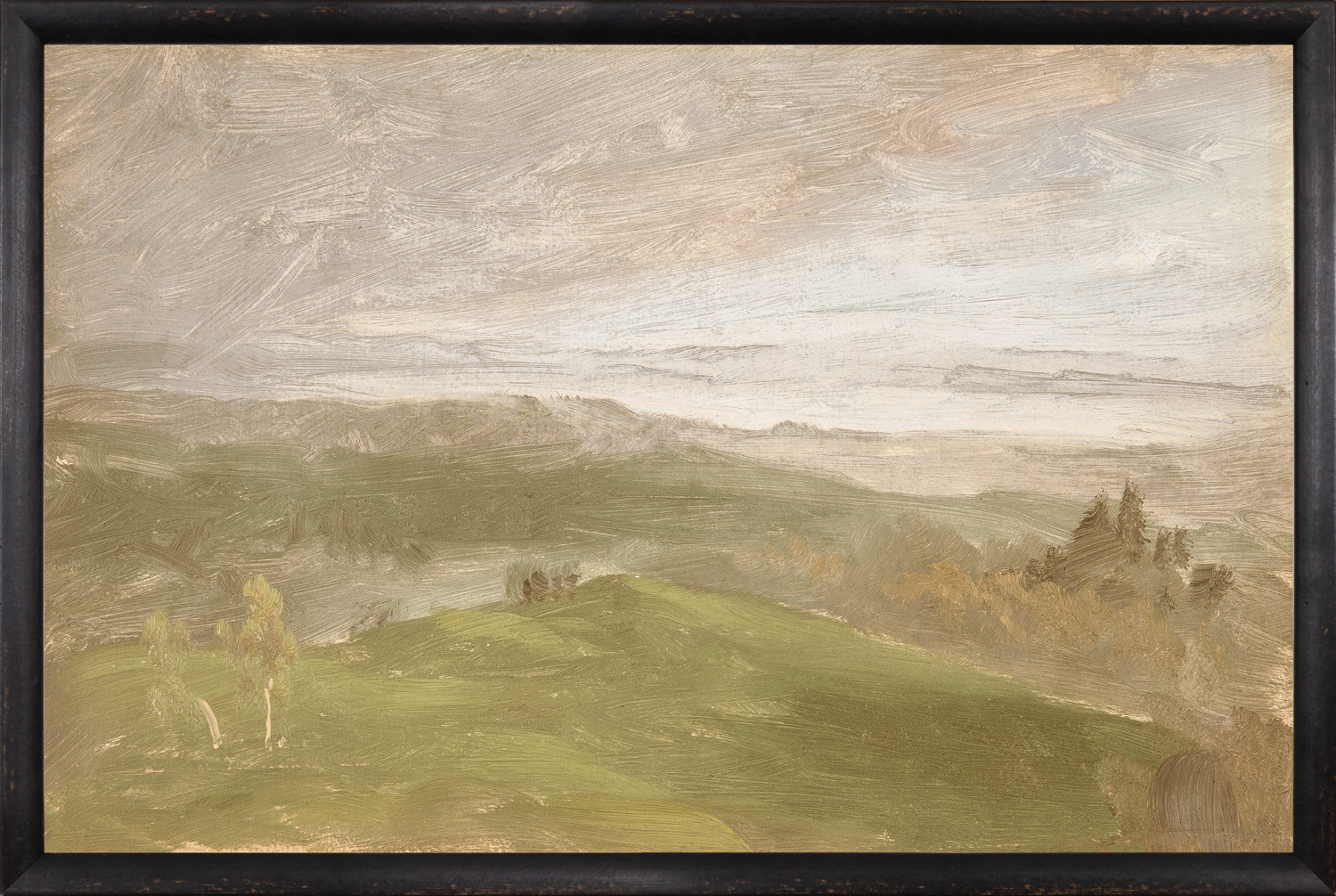 "Hudson River School - Hudson Valley Summer View 1870" Framed Art Print ARTWORK - framed print Celadon Art Large Canvas On Board Black
