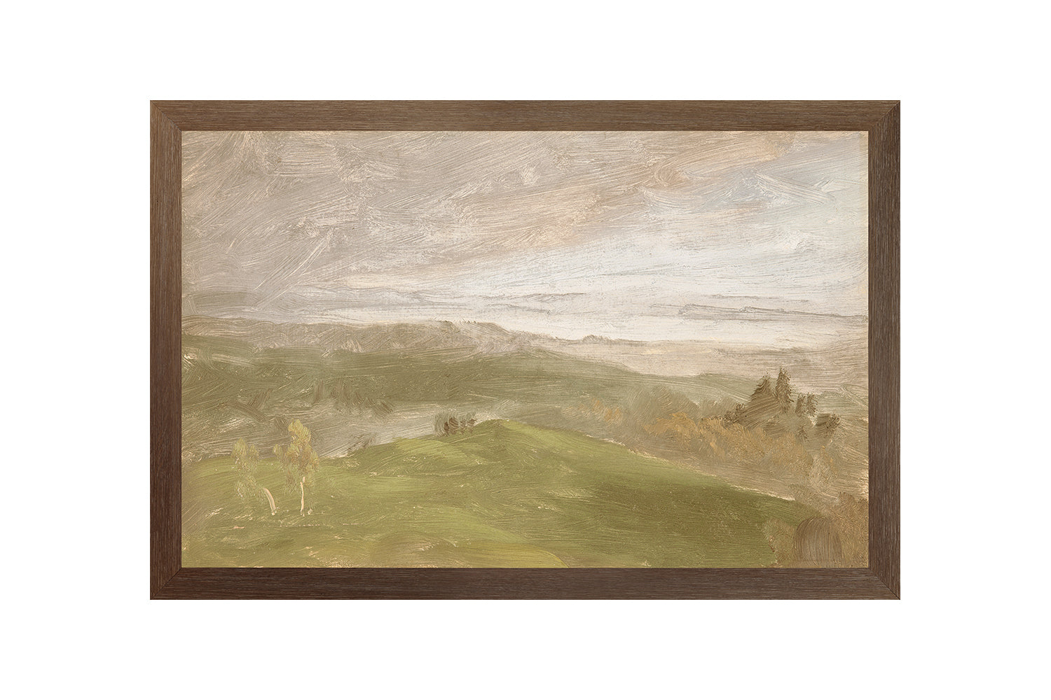 "Hudson River School - Hudson Valley Summer View 1870" Framed Art Print ARTWORK - framed print Celadon Art Medium Canvas On Board Dark Wood